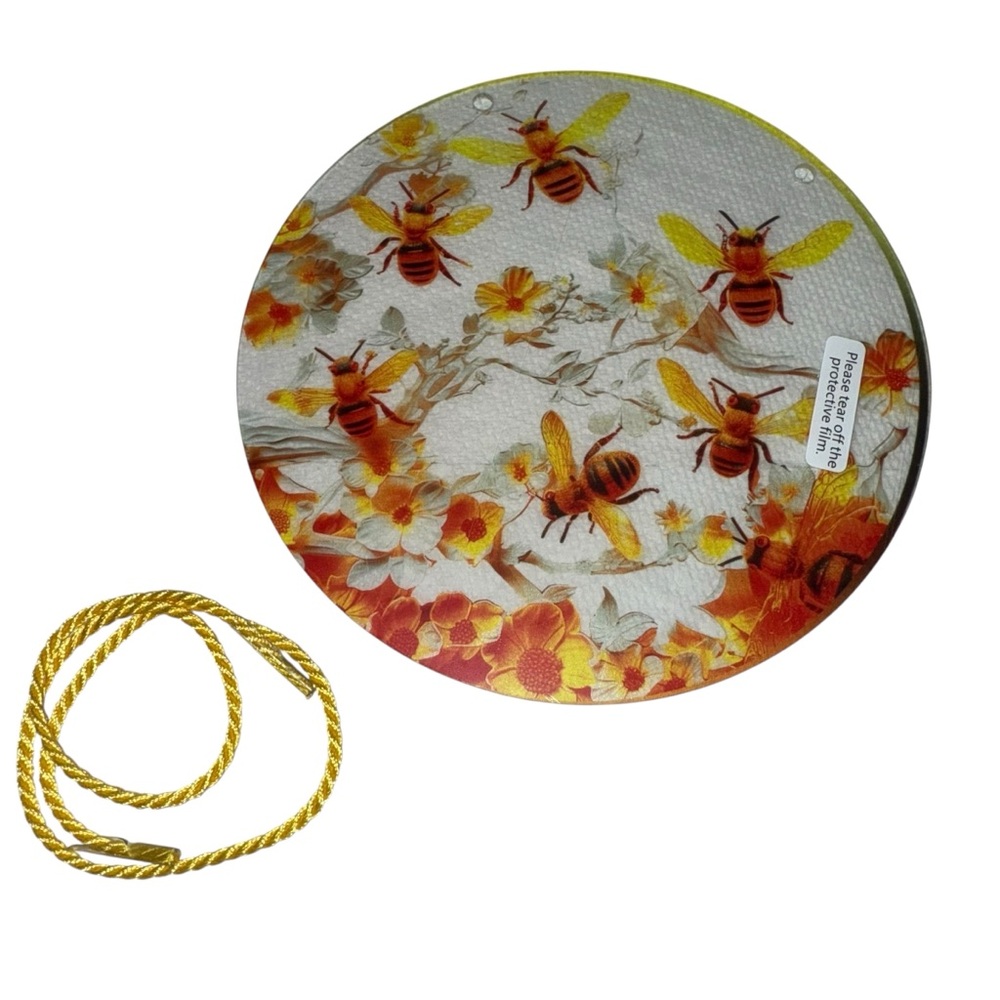 Bee Floral Sun Catcher Stained Glass Style Window Hanging Decoration New 6”